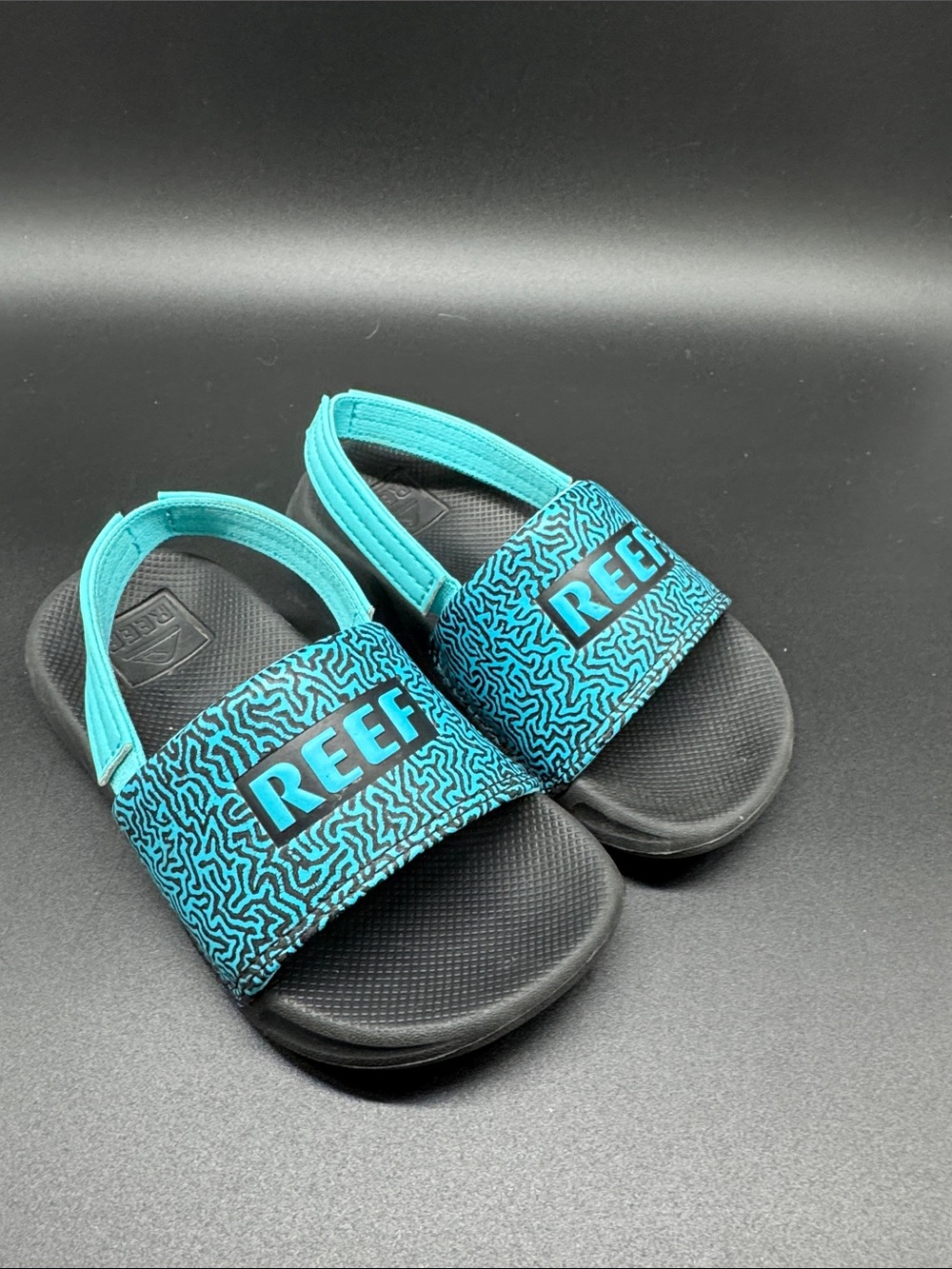 Reef Teal and Black Toddler One Slide Sandals Sz 10
